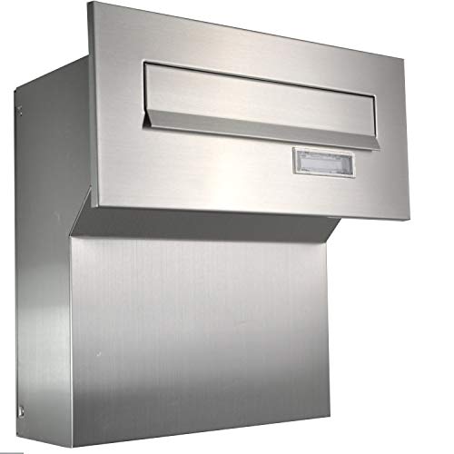 Buzón de pared 100% acero inoxidable V2A cepillado, 190-260 [mm] 3 llaves, placa frontal: 160 x 350 [mm] Cover