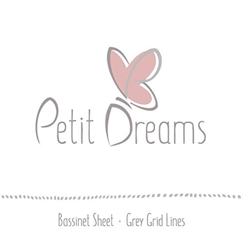 Petit Dreams Bassinet Sheet Jersey Knit Cotton For Baby Boy Or Baby Girl Flexible Fit For Multiple Size Bassinet Mattresses & Mini Co-Sleepers, Grid Lines #TOP2