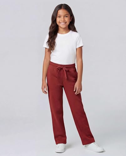 Image of Real Essentials 3 Pack: Girls' Fleece Open Bottom Soft Athletic Performance Casual Sweatpants(Ages 7-16)