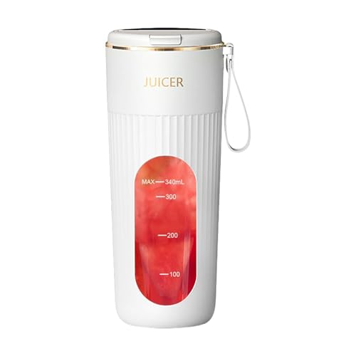 GjnjfdF Licuadora de Viaje, Licuadora Pequeña para Batidos - Exprimidores de frutas, recargable Beach de 340 ml para batidos, vaso de viaje para un potente rendimiento de licuado