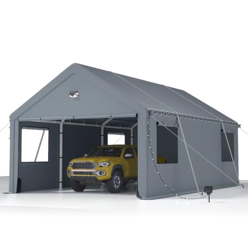 Carport Zeltgarage 3x6 m – extra großes Garagenzelt Winterfest mit Roll-up-Fenster für Auto, SUV, Boote & LKW – Seitenwände und Dach abnehmbar – Unterstand Lagerzelt oder Weidezelt