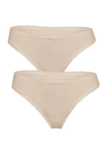 LOVABLE Brasileño de Algodón Orgánico My Bio Comfort Bi-Pack Slip (Paquete de 2) Mujer, Skin, XL