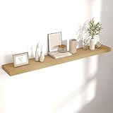 Floating Shelves for Wall, 48'W x 9'D x 1.5'H, 1 Pack of Long Wall Mounted Engineered Wood Shelves with Invisible Brackets for Living Room, Bedroom, Bathroom, Kitchen Decor and Storage, Oak