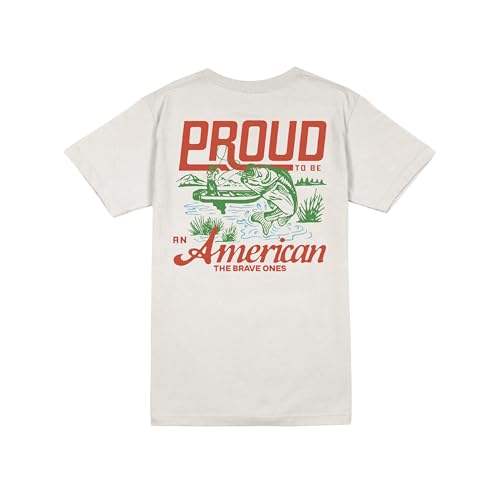 The Brave Ones Proud American Fisherman T-Shirt 100% Cotton Made in USA Men's Fish Hunter Graphic Tees│Short Sleeve Crewneck Premium Quality Patriotic Fishing Shirt Gift for Men