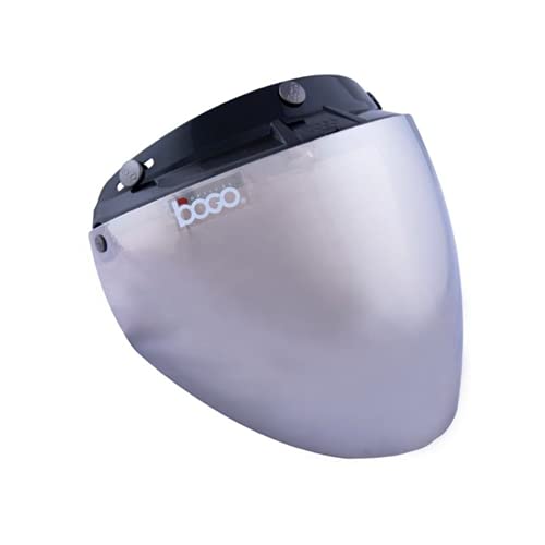 ボゴ(BOGO) ヘルメットシールド ジェットシールド フリップアップ 開閉式 ベース付き イリジウムシルバー BG25-B12 Free Size