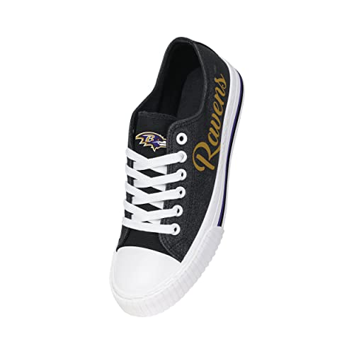 Image of FOCO Womens NFL Team Logo Ladies Fashion Color Glitter Low Top Canvas Sneakers Shoes