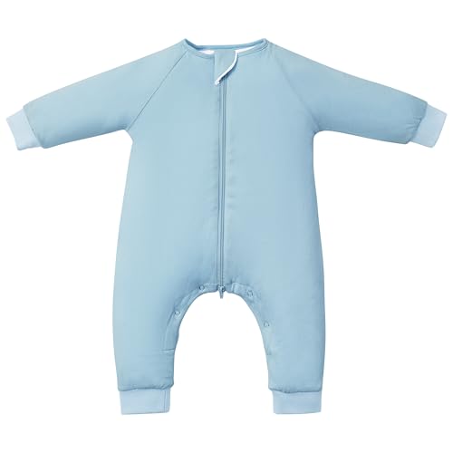 Image of Baby Sleep Sacks with Feet, 1.0 TOG Long Sleeve Wearable Blanket for 0-6M Infants & 2T-4T Toddlers, Soft and Cozy