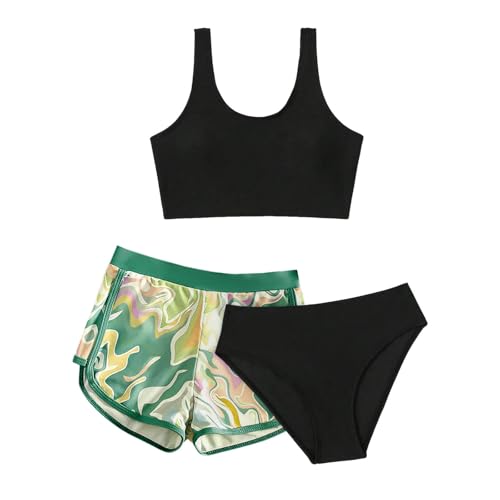 Traje de baño de 2 piezas para niña con diseño tankini cómodo y flores de colores
