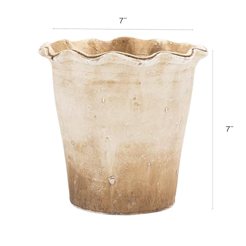 Creative Co-Op Terra-Cotta Planter with Ruffled Edge, Distressed Natural Finish by Creative Co-Op - Image 3