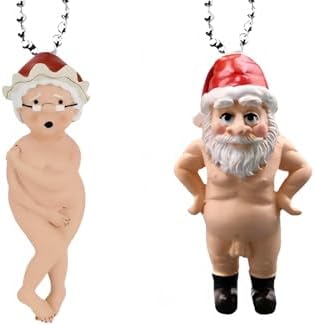 2-Pack Funny Couple Christmas Ornaments, Funny Santa Claus, can be Used for Holiday Decorations, car Pendants, Bags, Keychains, Family Gatherings, Anniversaries, Halloween and White Elephant Gifts