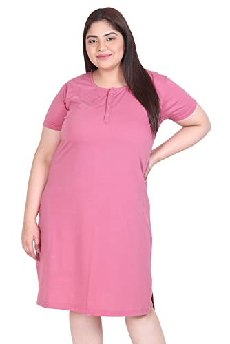 Image of In Love Women Cotton Buttoned Plus Size Short Slip Nighty Chemise