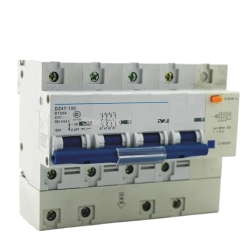Disjoncteur type D 400V DZ47LE 4P 100A avec boîtier haute isolation contre surcharges