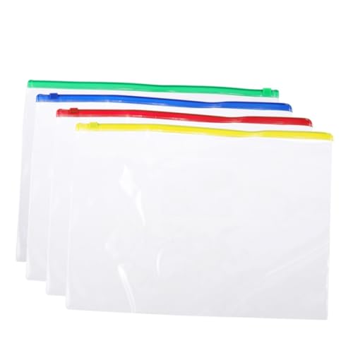 TEHAUX 40個 ファイルポケット 防水耐油 ジッパー付き書類収納バッグ 赤 黄 青 緑 オフィス 学校用ドキュメントオーガナイザー
