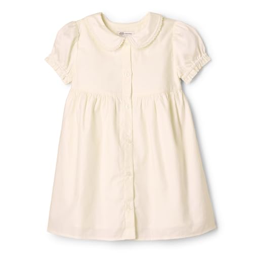 Amazon Essentials x Sofia Grainge Robe en Satin de Coton avec col pour Petite Fille, Ivoire, 2 Ans