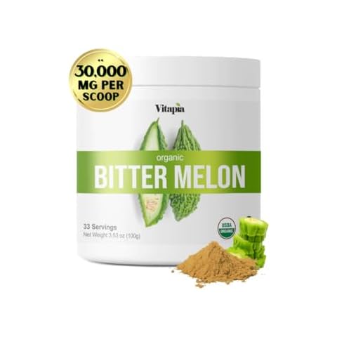 Vitapia Organic Bitter Melon Fruit 10:1 Extract for Strong Digestive, Gut Health, Liver Function, Heart Health Support - 100g Powder Supplement & 33 Day Supply - Non-GMO, Gluten-Free, Vegan-Friendly Cover