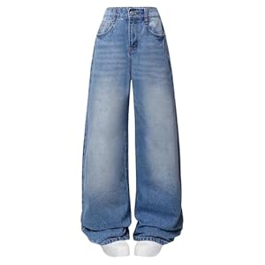 Jeans for Girls Baggy Wide Leg Cute Bow High Elastic Waisted Denim Pants Y2K Boyfriend Skater Streetwear 7-14Y