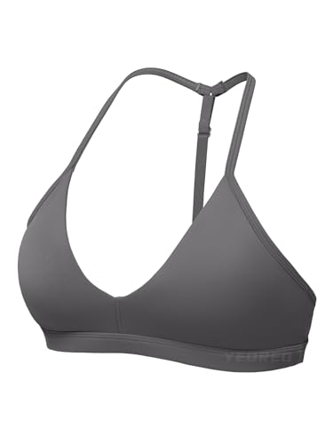 Image of YEOREO CoreFlex Sports Bras for Women Strappy Padded Halter Open Back Light Impact Deep V Neck Yoga Workout Gym Tops