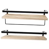 SAFIGLE 2 Piezas Estante De Madera Maciza Estantes Flotantes De Madera para Dormitorio Cocina Balda Flotante De Pared Estilo Rústico