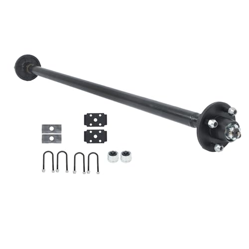 Thomletha Trailer Axle 2000 lbs Axle Beam 4 Lug Trailer Axle 56.5 inch Hub Face 46.5 inch Spring Center