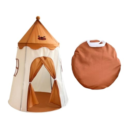 Folpus Tienda de Juegos para niños, Tienda de campaña Tipo Tipi con Castillo, Juegos creativos para Interiores y Exteriores, Castillo para niños, casa de, MarrÓn
