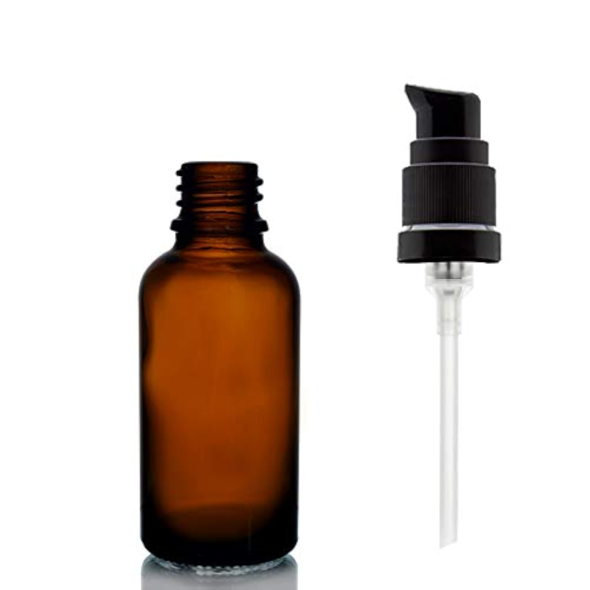 Multipurpose Amber Color Round Glass Bottle with Lotion Pump, 100 ml