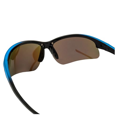 MAXX Domain Sport Golf Sunglasses Black w/Blue Frames Blue Mirror Lens & HD Amber Lens4