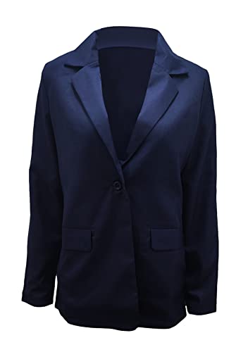 GRASWE Women's Solid Color Lightweight Blazer Long Sleeve Single Breasted Business Jacket Work Button Down Coat4