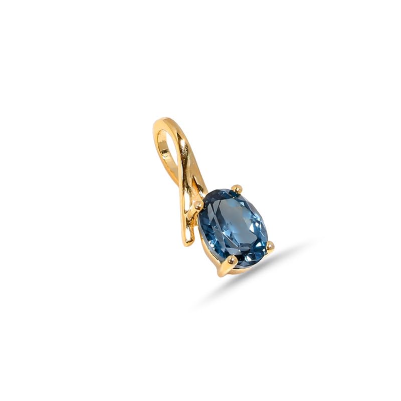 Pendentif topaze bleue de Londres argent 925 bijoux Boho