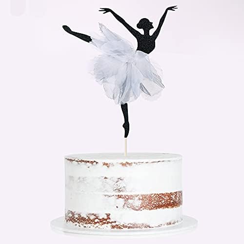 Qertesl Ballet Cake Topper,Happy Birthday Ballet Girls Cake Decoration,Ballet Girl Baby Shower Birthday Party Decorations .