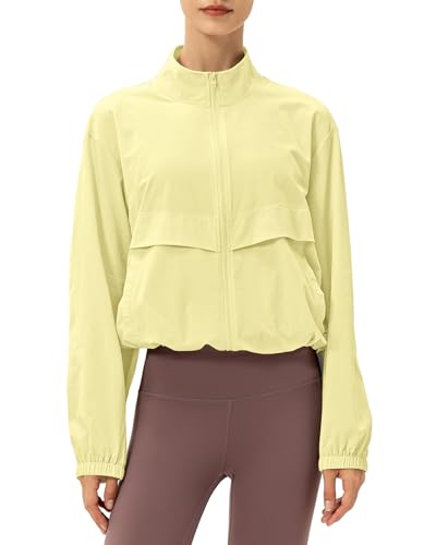 Locachy Women's Lightweight Zip Up Athletic Jacket Stand Collar Windproof