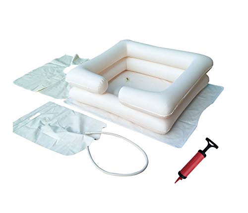 Inflatable Bedside Shampoo Basin Kit With Water Bag, Shower, Shawl, Cushion, Air Pump For Disabled& Elderly Bed Easy, Pregnancy, Bedridden Or Post-Surgical Patient, Bed-Confined Patient（Set Of 6） #TOP1