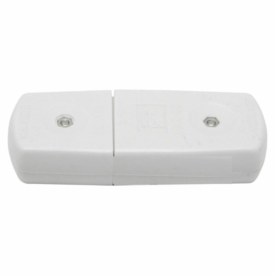 Electric Lead In-Line Flex Connector Plug Socket, 3-Pin Cable Wire Joiner, 10 Amp 220-250V CE UK white - Image 4