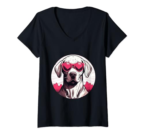 Donna My Dog is my Valentine's Day 2024 Maglietta Labrador Retriever Maglietta con Collo a V