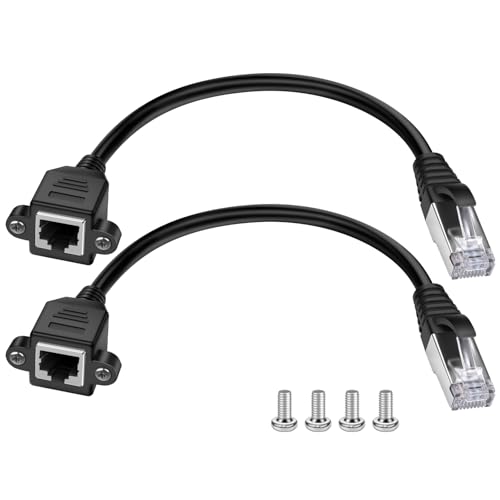 igreely Ethernet Extender - iGreely 1FT RJ45 Male to Female Screw Panel Mount Cat6/Cat5e/Cat5 Ethernet LAN Network Extension Cable