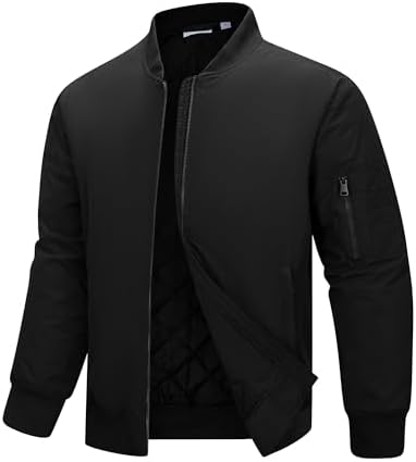 33,000ft Bomberjacke Herren Wasserdichte Übergangsjacke Leichte Steppjacke | Winddicht Gefüttert Jakce Herren Fliegerjacke Pilotenjacke Sportjacke mit 4 Taschen Winterjacke für Wan