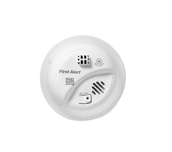 Heat Detectors, Heat Alarms, Hardwired Alarms, Battery Backup Alarms, Thermistor Sensor, 50 ft Detection, 85 dB First Alert Heat Alarm Hard Wired 120 V