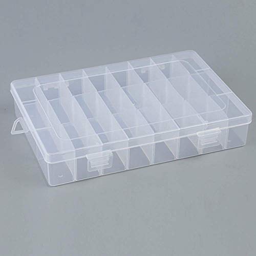 Image of Diamond Embroidery Box Translucent Plastic Storage Organizer with 24 Mini Compartments Grids DIY Jewelry Bead Gem Container (White)