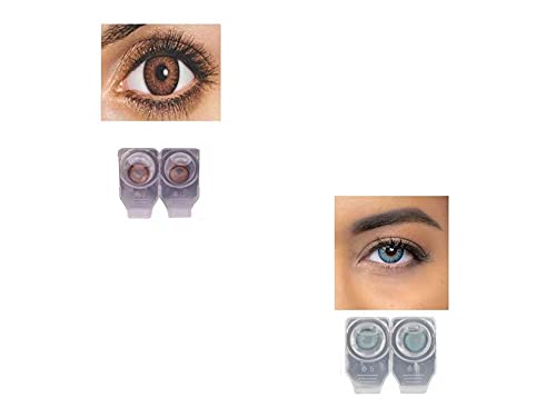 BROWN AND SEA BLUE MD SPARKLE 2 PAIR MONTHLY COLOR CONTACT LENS WITH CASE, LENS HOLDER AND 60 ML SOLUTION (PACK OF 2 PAIR) Brand: Generic