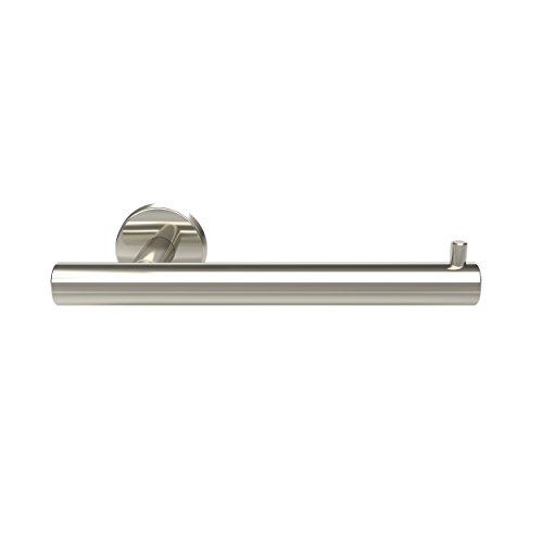 Image of Amerock Arrondi 7-1 /4 inch Polished Stainless Steel Toilet Paper Holder | Decorative bathroom hardware in durable Stainless Steel construction; mounting hardware included for easy installation