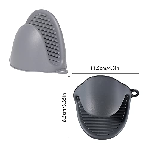 4Pcs Oven Gloves, Silicone Oven Mitts Heat Resistant, Silicone Potholders For Kitchen, Anti Scalding And Non Slip Food Grade Silicone Gloves For Kitchen Cooking Baking And Grilling, Grey Black #TOP2
