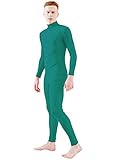 Ensnovo Adult Spandex Turtleneck Long Sleeve One Piece Unitard Bodysuit Dancewear Turquoise, M