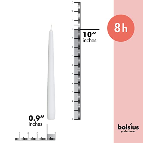 Bolsius White Taper Candles - 10 Pack Unscented 10 Inch Dinner Candle Set - 8 Hours Burn Time - Premium European Quality - Smokeless And Dripless Household, Wedding, Party, And Home Décor Candlesticks #TOP1