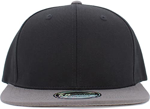 Image of KBETHOS Classic Snapback Hat Blank Cap Underbrim Cotton Wool Blend Flat Visor Adjustable Unisex