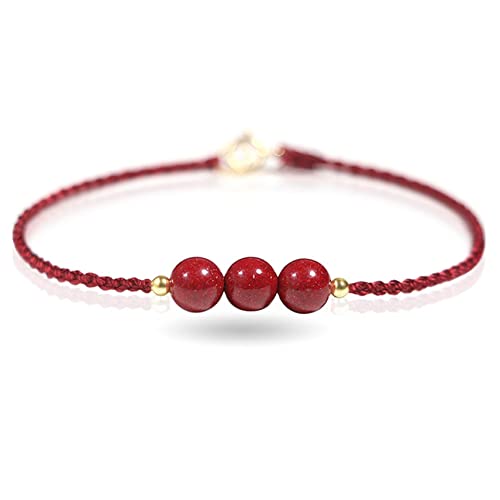 Cristal de cinabre naturel Feng Shui 6 mm | Bracelet porte-bonheur et protection