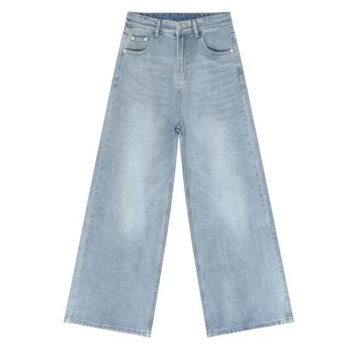 Men's American Style Jeans Gradient Color Button Pockets Straight Wide Leg Denim Pants2