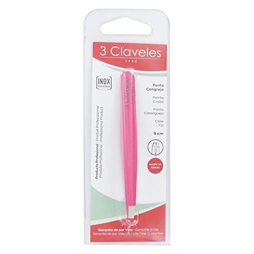 3 Claveles - Pinza de depilar con punta de cangrejo, 9 cm, color rosa