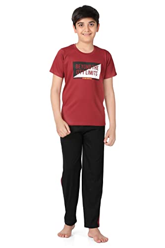 Image of Kids Night Suit for Boys - Cotton Set of Pyjama & T-Shirt Sleepwear - Lightweight & Comfortable Night Wear for Kids