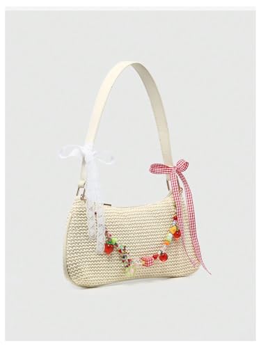 Image of Verdusa Women's Y2K Purse Coquette Bow Tie Vintage Shoulder Bags Lace PU Leather Kawaii Handbag
