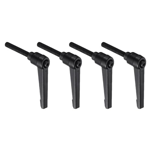 Image of uxcell 4pcs Lever Adjustable Handles M6 x 32mm Metric Male Thread with Nuts Washers, Level Clamping Handle Set Hand Stud Knobs Rotating Screw Handles Bolts with Locking Lever, Black