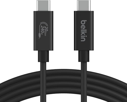 Belkin USB-Cケーブル USB4 240W 20Gbps高速データ転送 4K/60Hz対応 HDR対応 iPhone 15/MacBook/iPad Pro/iMac/Windows対応 USB-IF認証 2m ブラック INZ004bt2MBK